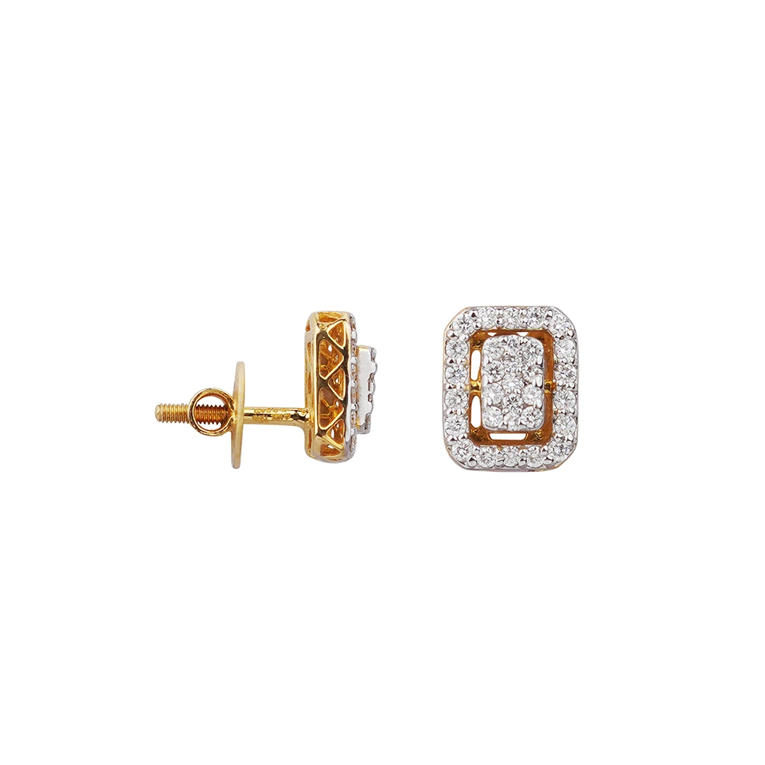 Baguette Halo Studs