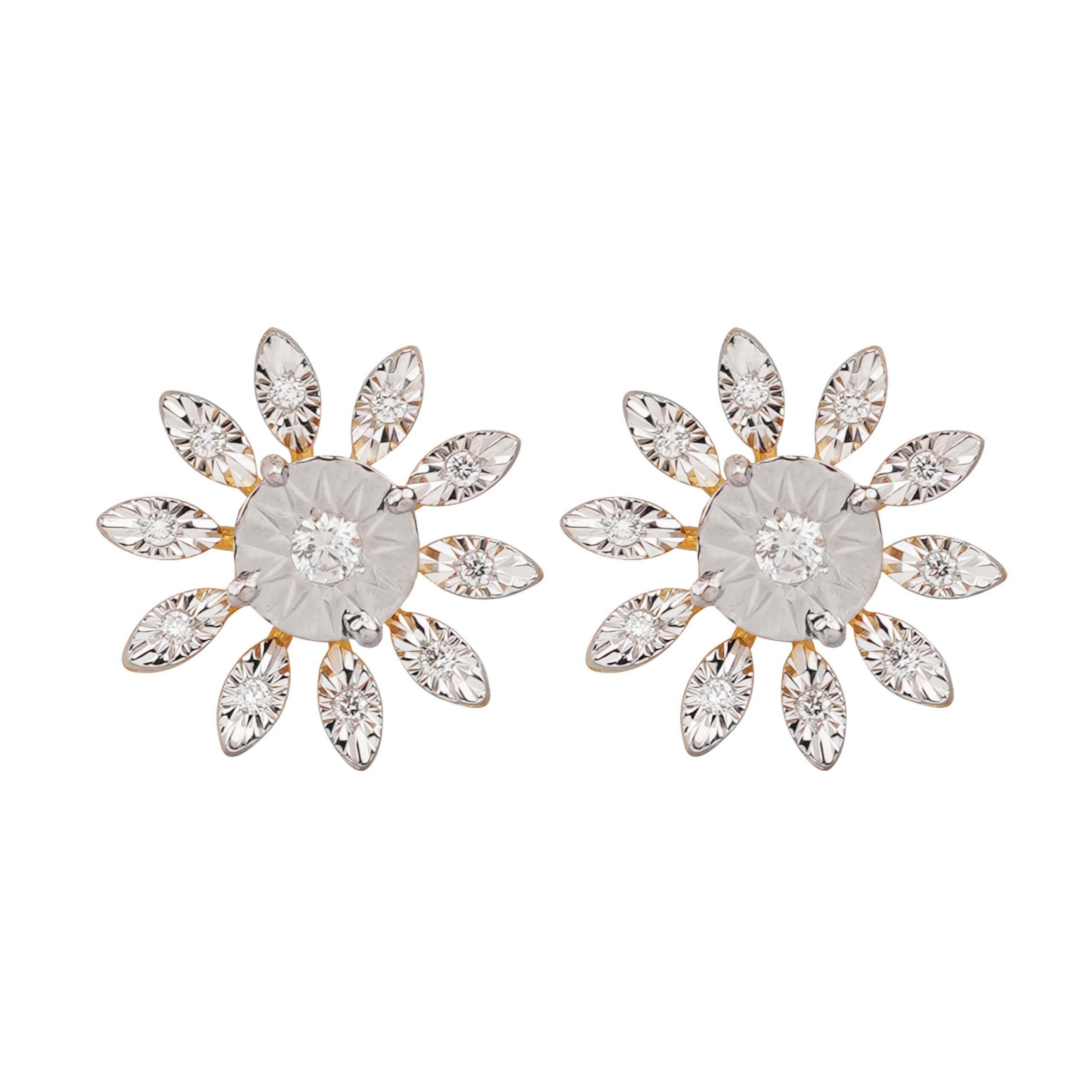 Flower Motif Diamond Earrings