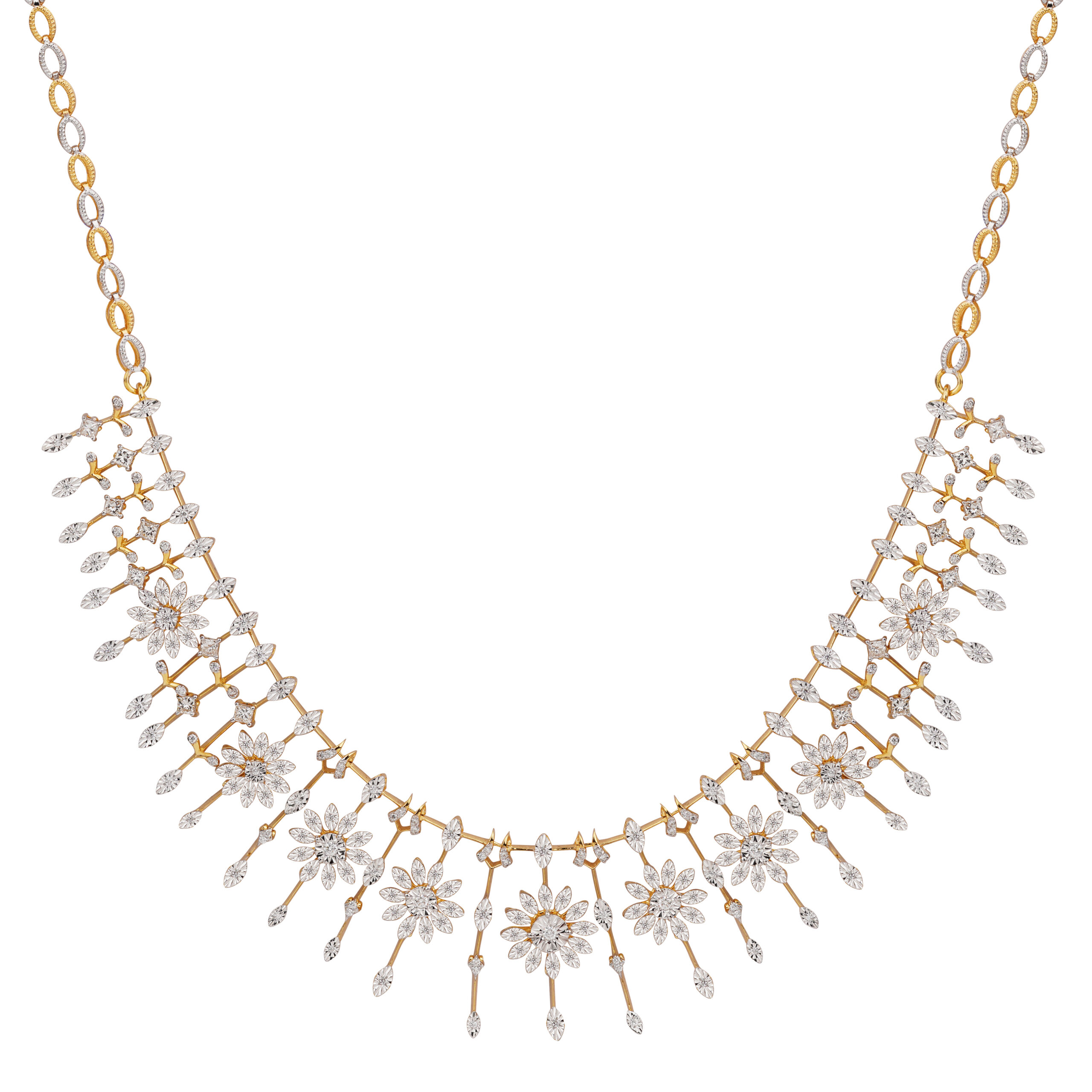 Flower Motif Diamond Necklace