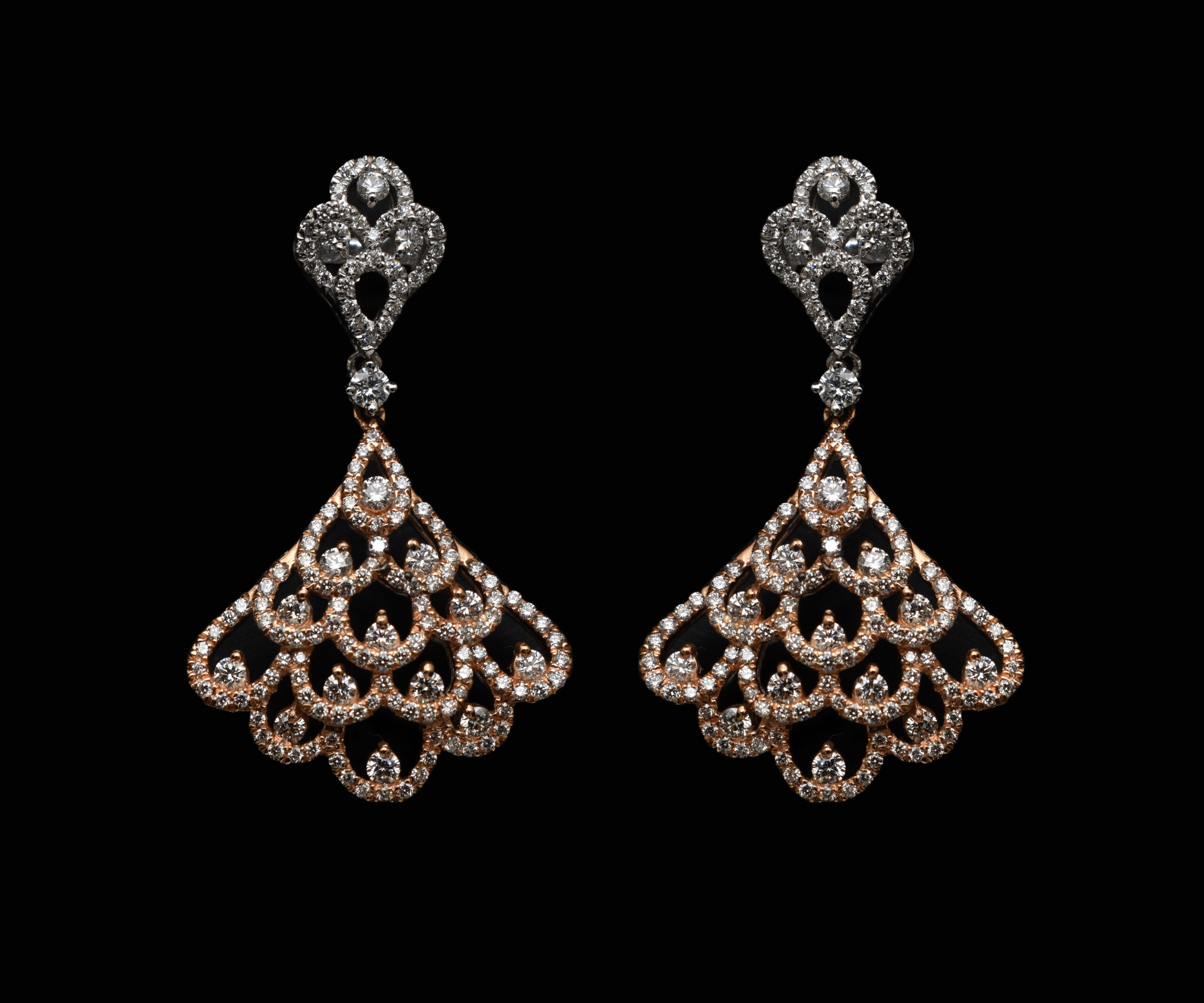 Lace Design Diamond Earrings