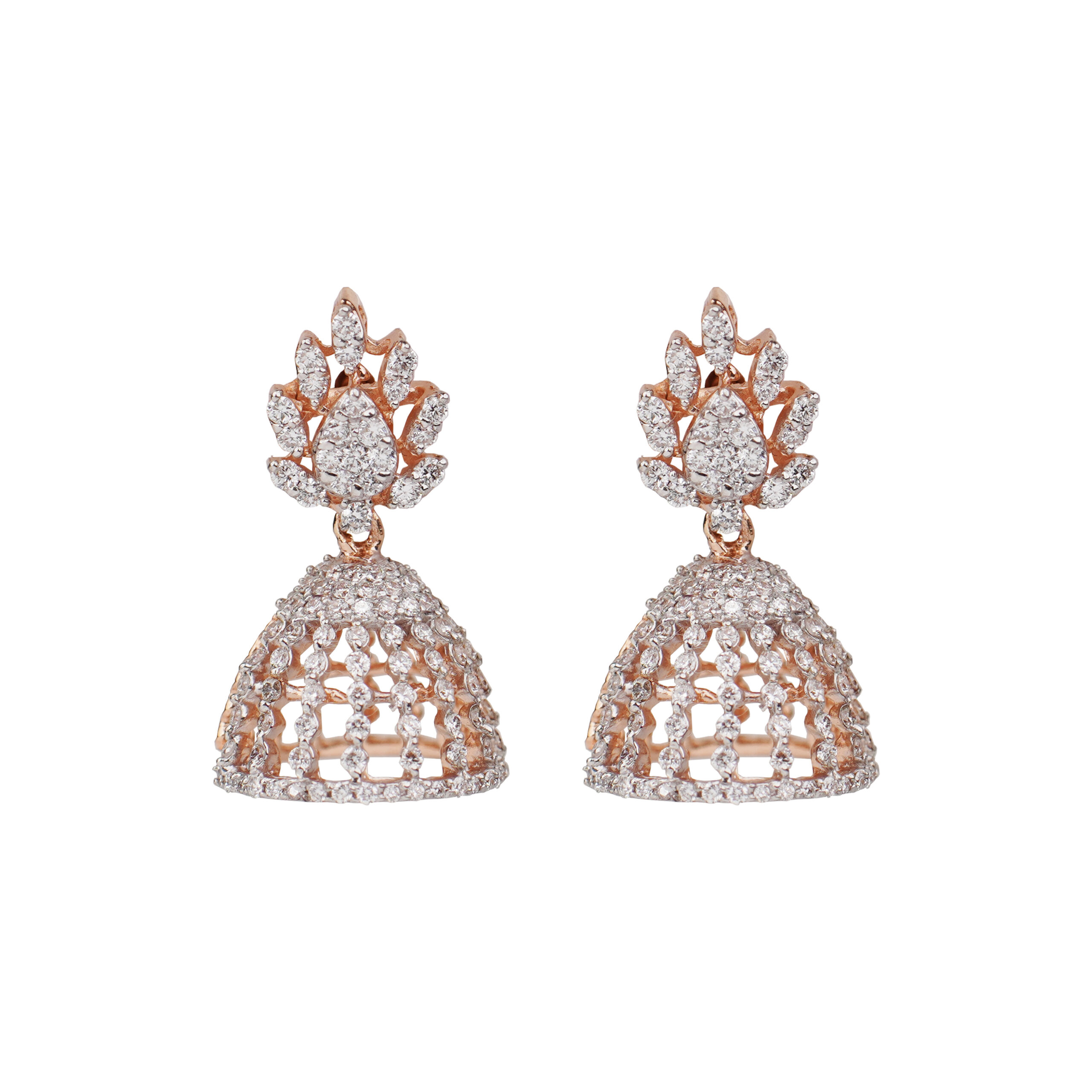 Diamond Leaf Canopy Jhumka Earrings
