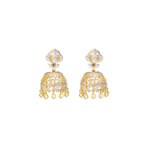 Mira Gold Lattice Jhumka Earrings