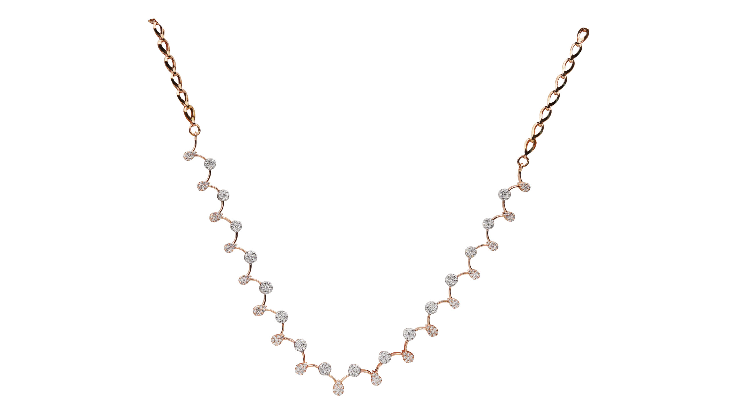 rose gold diamond wave necklace