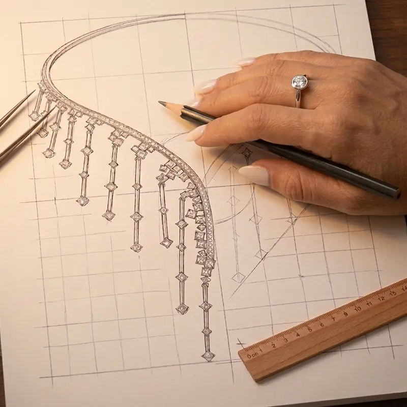 diamond necklace sketch